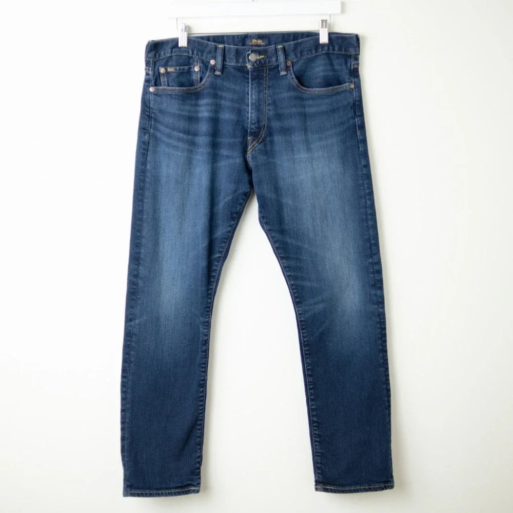 Polo Ralph Lauren Varick Slim Straight Mens 33x30 Blue Denim 5 Pocket